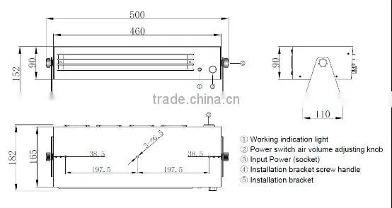 AP&T AP-AC2459 Cross Flow Overhead Antistatic ionizing Air Blower for Samsung