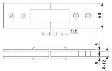 180 Degree Glass to Wall Brass Glass Hinge