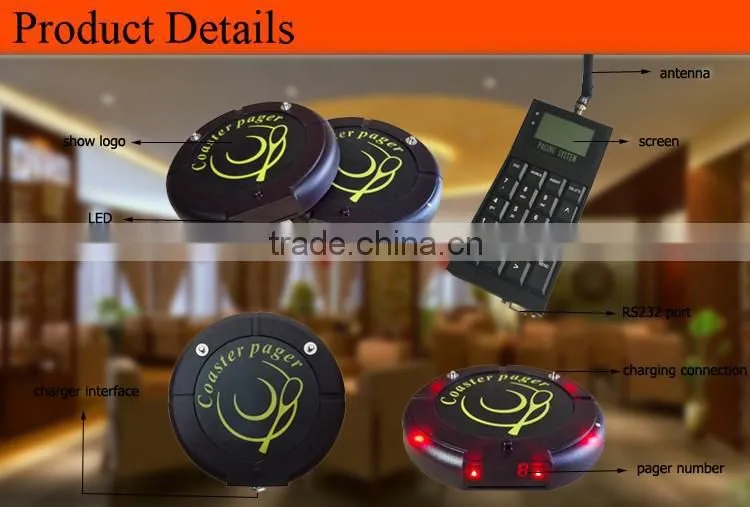 CE easy use mini waterproof high quality long signal range restaurant paging system