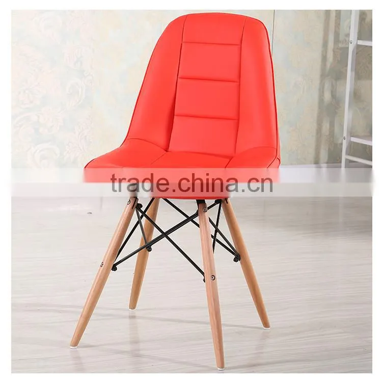 Coffee shop leather chair with wood legs