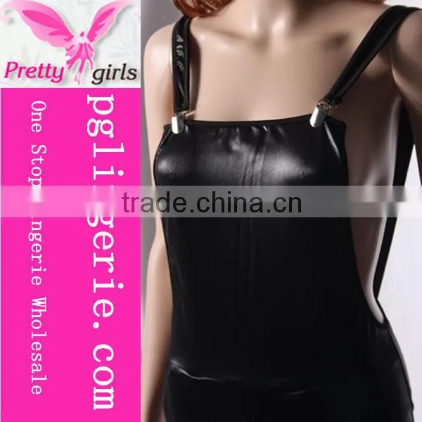 Popular women's sexy leather halter backless bodycon costumes