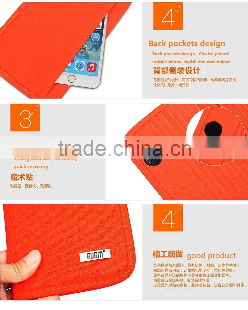 Nylon material orange custom card holder with protablet Card Wallet Wholesale