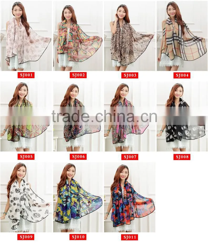 2015 fashion cheap scarf/bulk wholesale fashion scarves/chiffon scarves