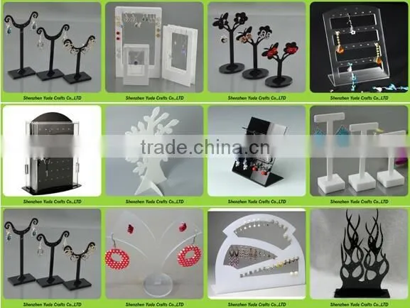 colorful luxury MDF acrylic jewelry display sets elegant necklace rings earrings display durable jewellery holder stand