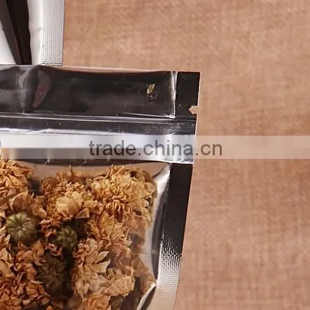 Transparent Aluminium foil tea bag with zipper top for wholesale