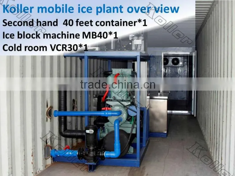 a simple ice block plant in container with cold room