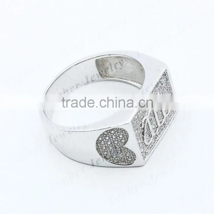 925 Sterling Silver Micro Pave Setting wholesale silver jewelry men rings