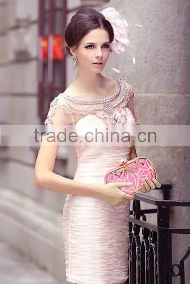 2014 leather with metal hollow evening bags fashion clutch Evening Bag