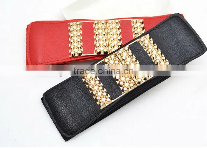 fashion metallic gold belt wide leather belt for girls and women