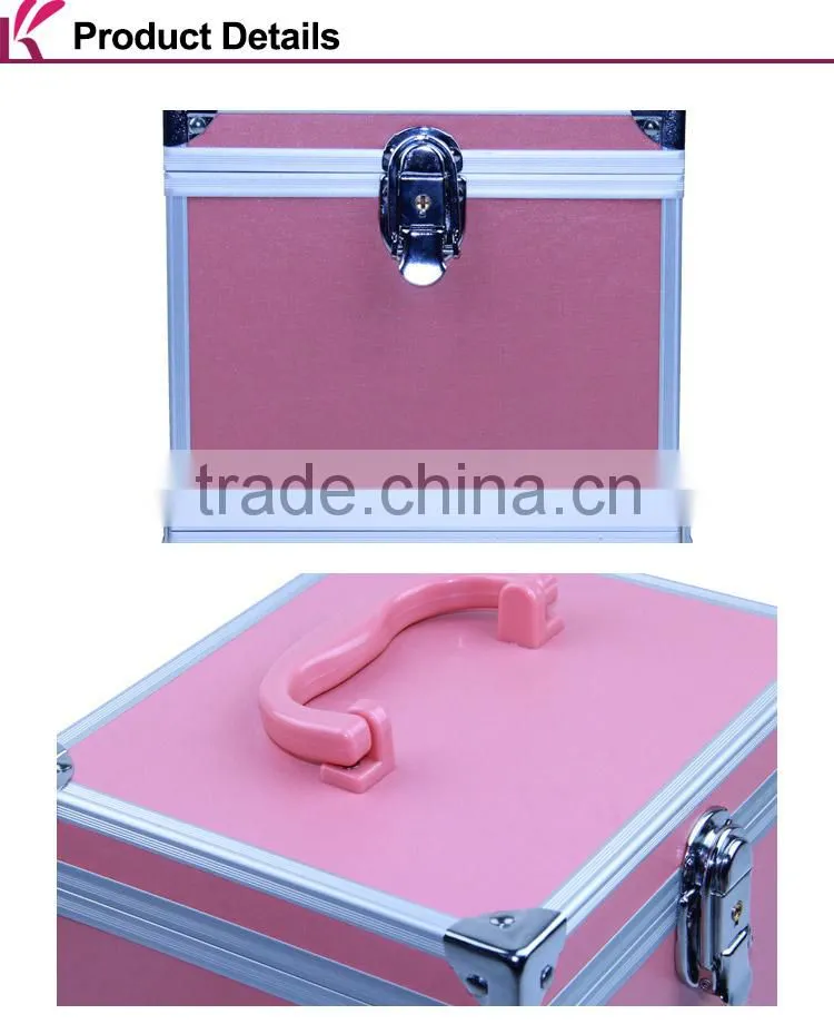Elegant Pink Decorative Hard Shell Aluminum Frame Beauty Case