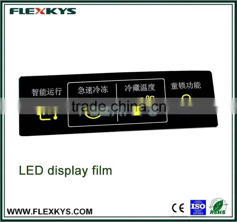 LED display module membrane overlay for refrigerator