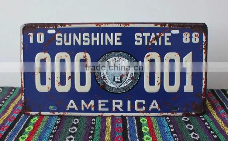 distress retro car license plate