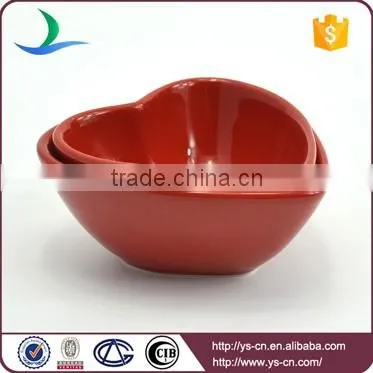 YSb0029 Custom logo mini red ceramic heart shape bowl