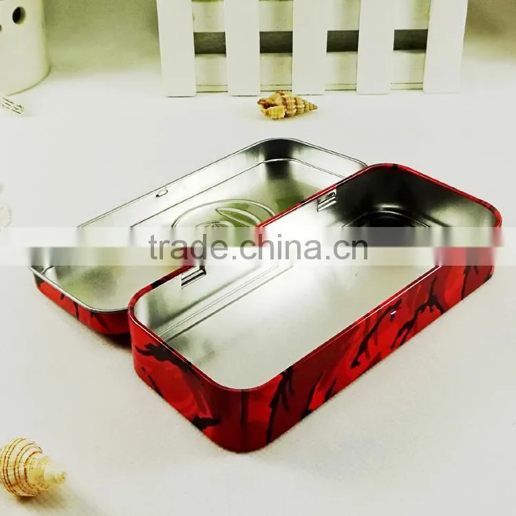 Beautiful hinged rectangular tin can for pencil