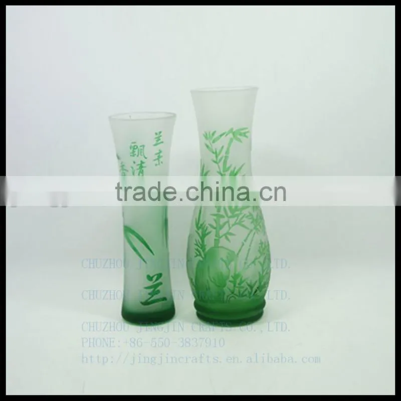 modern hand cut overlay single flower crystal glass vase/red green