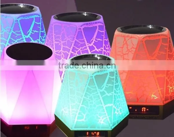 Colorful dazzle LED light Mini Crack bluetooth speaker with LED clock