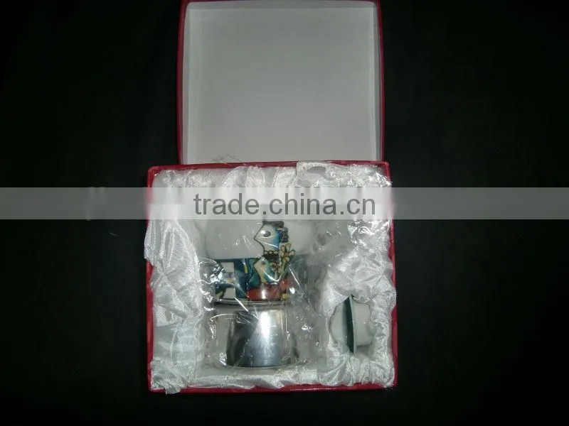Drinkware 500ml white logo printing porcelain coffee pot set with holder