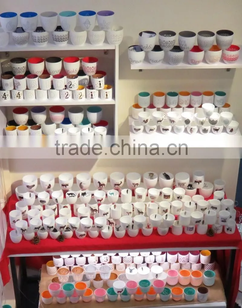 Round colour glazed ceramic candle jar