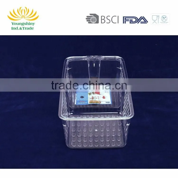 Fridge & freezer bin w/handle dish drainer rack