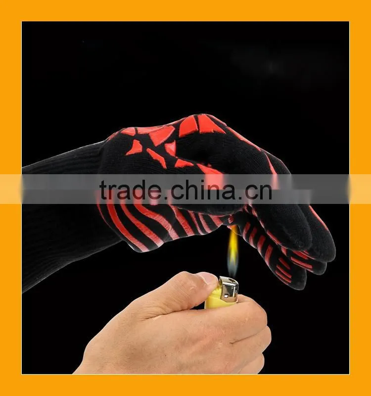 Professional Indoor Outdoor Kitchen Gloves,Premium Insulated & Silicone Lined Aramid Fiber Fire Proof Gloves