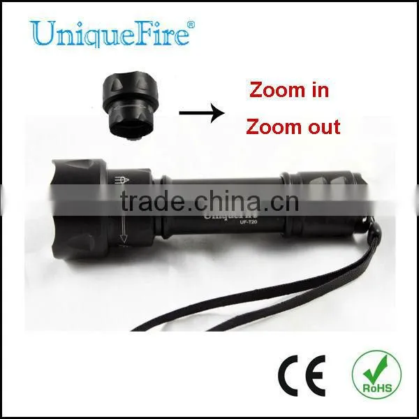 UniqueFire 1200 Lumen Cree Flashlight T20 dimmer switch zooming