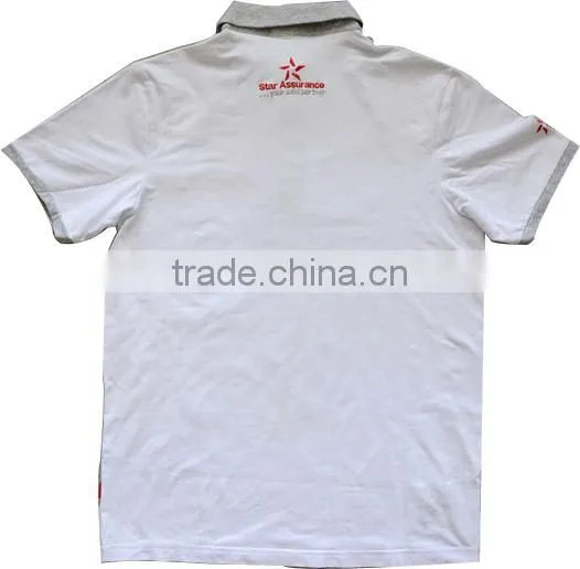 100% cotton white short sleeve polo shirt