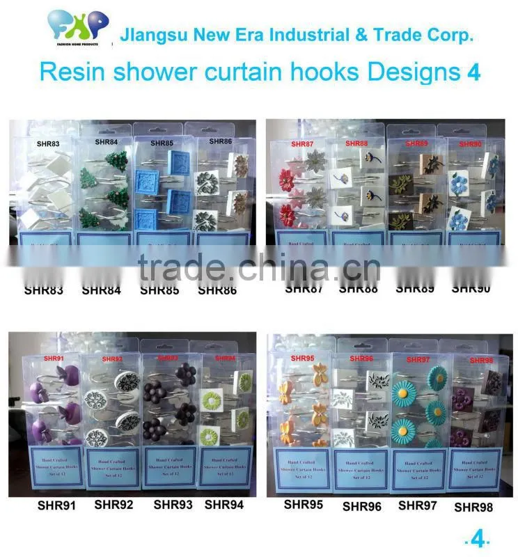 Resin shower curtain hooks
