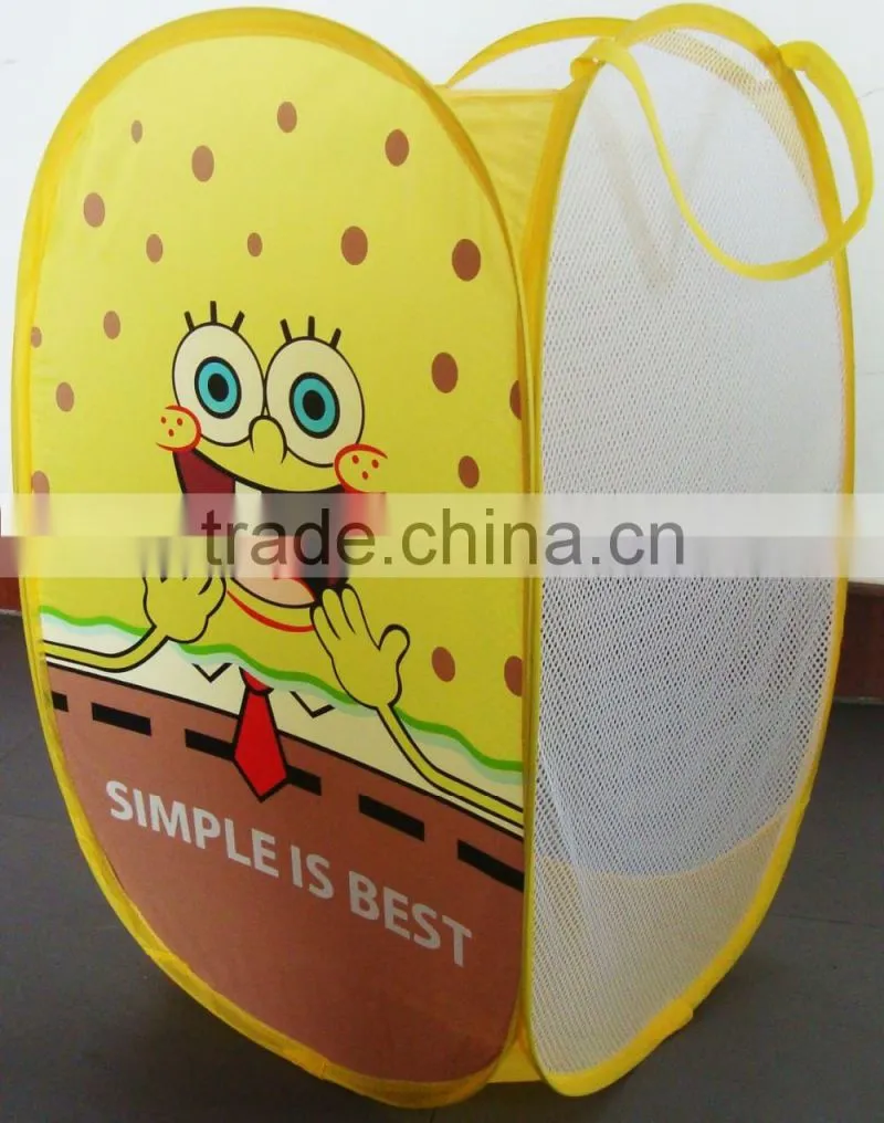 High Quality Logo Printed Cute Square Shape Baby Folding Laundry Hamper