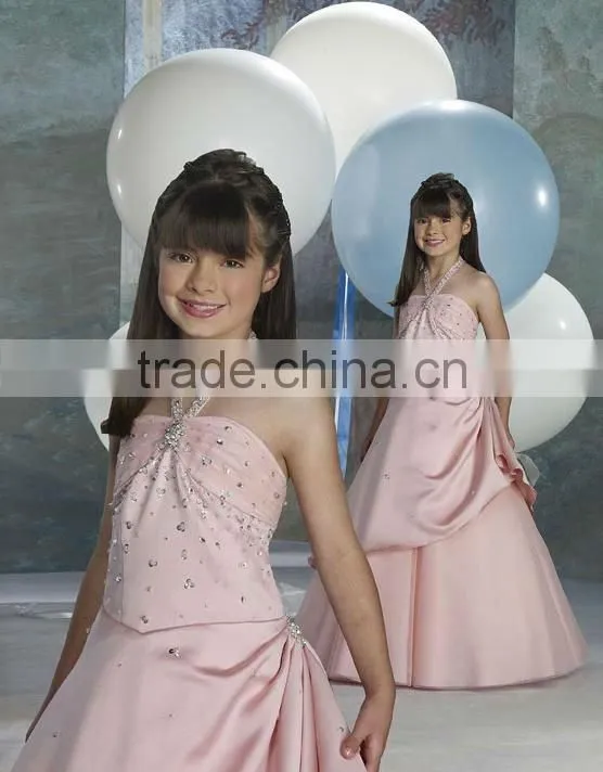 2012 pink halter style girls party dresses