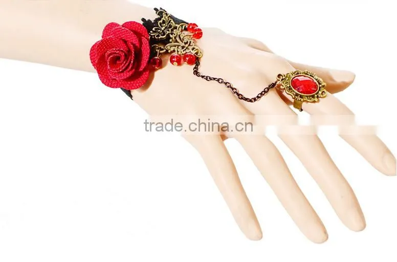 Handcraft lace bracelet ring sets with rhinestones fashion palace national jewelry sets