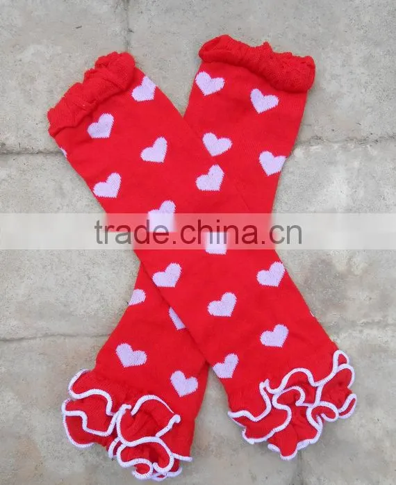 Wholesale cute Valentine's Day Hearts Knitted Leg Warmers 100% Cotton Baby Leg Warmers