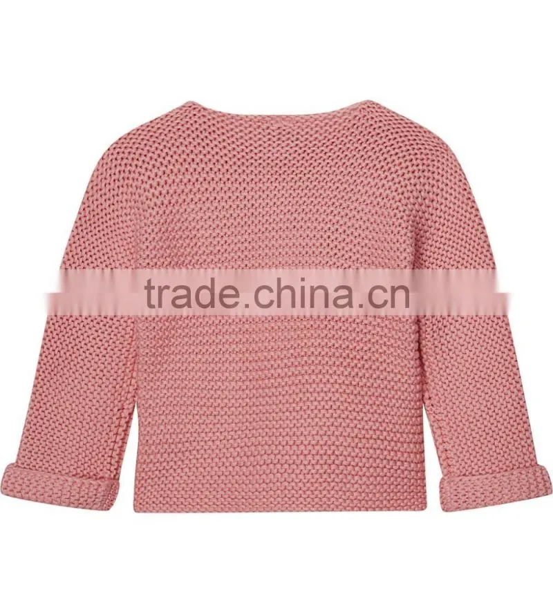 Hot sale 2017 custom new style kids sweater pink children Knitted cotton cardigan cashmere sweater for baby