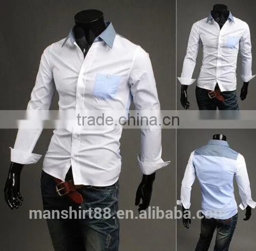 New Mens Plaid Hit Color Long Sleeve slim fit casual Shirt