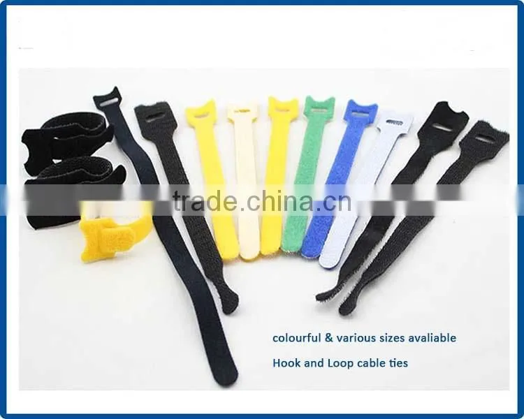 China adjustable colourful double sided reusable hook and loop cable tie