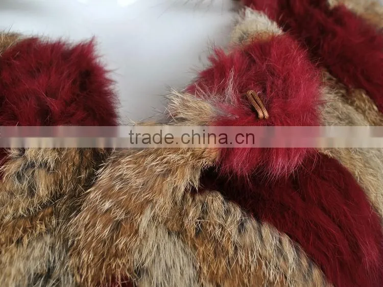 YR595 Newest Fashion Rabbit Knit Fur Vest/Real Fur Clothing