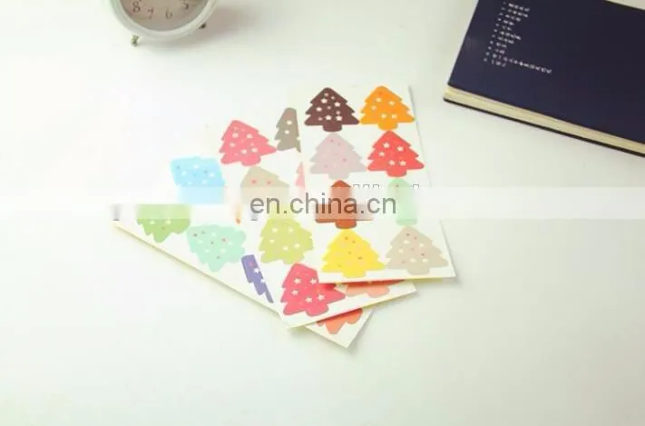 Cute Colorful Christmas Tree Box Bag Label Baking Bag Sealing Sticker Baby Shower Gift Decoration Craft Packing