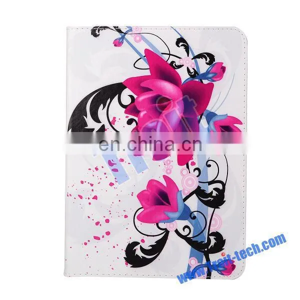 Beautiful Lotus Pattern Card Slots Flip Stand TPU+ PU Leather Case for Samsung Galaxy Tab S2 8.0 T710
