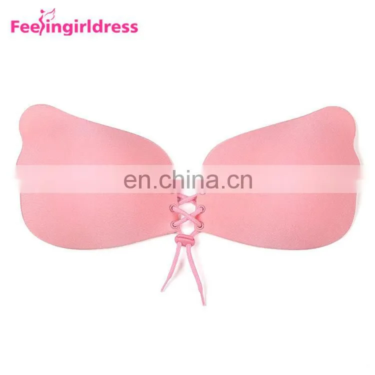 Self Adhesive Backless Strapless Pink Push Up Color Cloth Invisible Bra