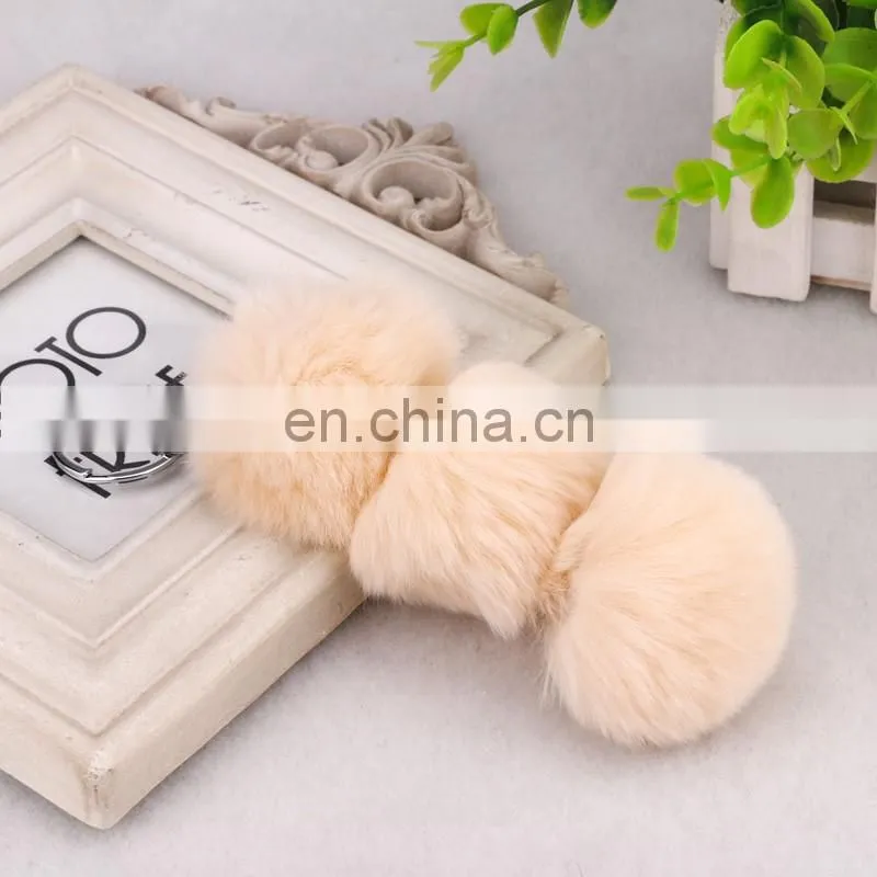 Wholesale Faux Fur Pompon Keychain 3pcs Fur Ball Bag Charm
