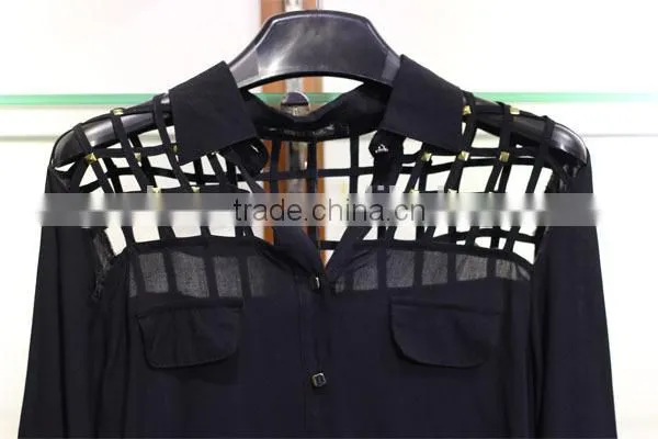 3/4 sleeve crisscross shoulder with studded for women blouse