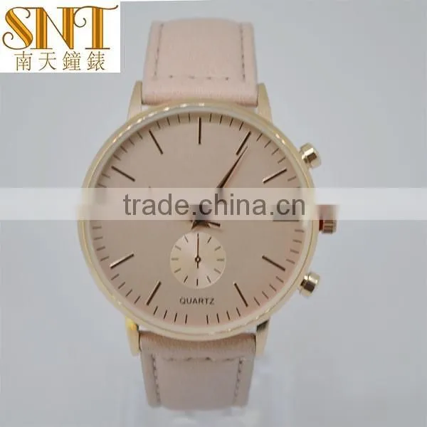 2016 vogue womens watches leather strap casual life style rose gold plated quartz classic style