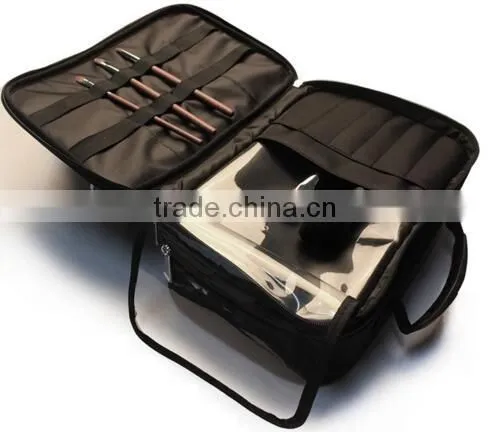 Professional Nylon makeup artist travel case,polyester cosmetic vanity bag case,soft polyester travel cosmetic organizer