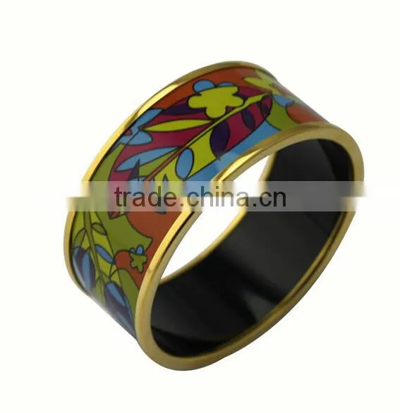 fashion ladies hand color enamel pattern stainless steel bangle