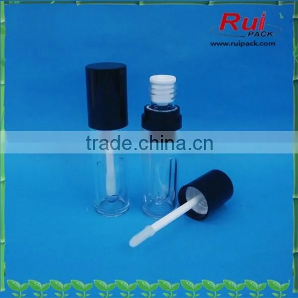 Plastic clear lip gloss tube with lip brush / unique shape empty lip gloss make-up container bottle