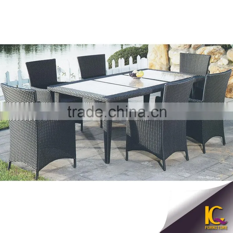Aluminum Synthetic Rattan Outdoor Restaurant Dining Set with Waterproof Cushion