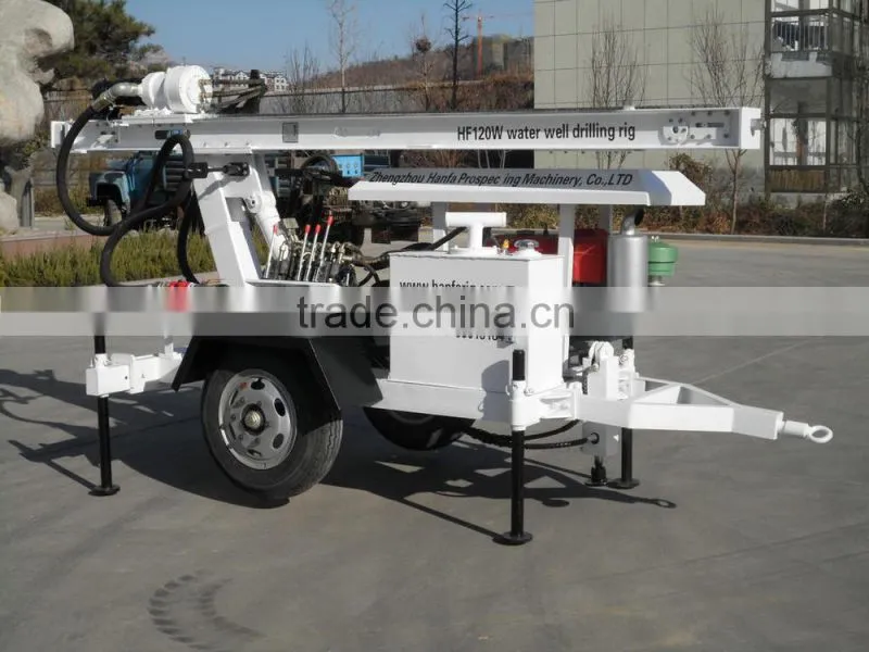 Welcomed in South America ! High Efficiency HF120W Trailer Hydraulic Water Well Drill Equipment
