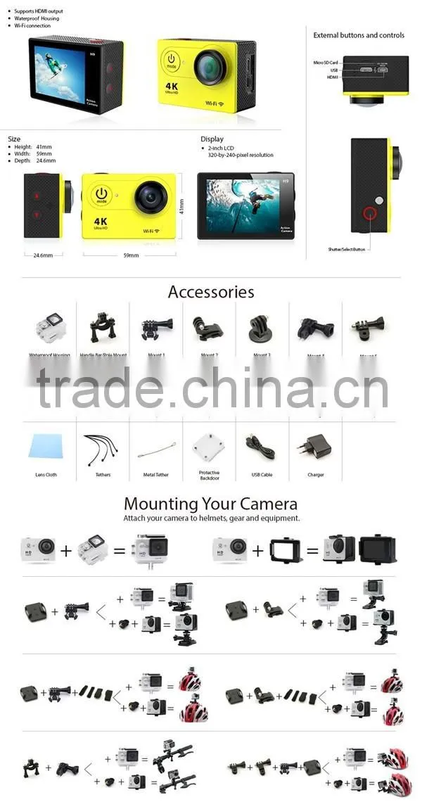 Hot selling 30m waterproof 1080p fhd mini action camera sport dv SJ8000 underwater camera cheap