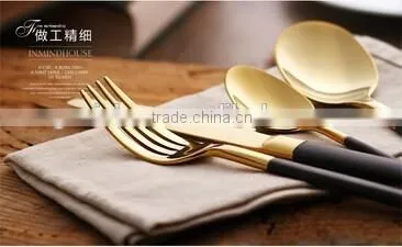 4pcs luxury flateware Cutlery Set/Tableware set gold with black handle