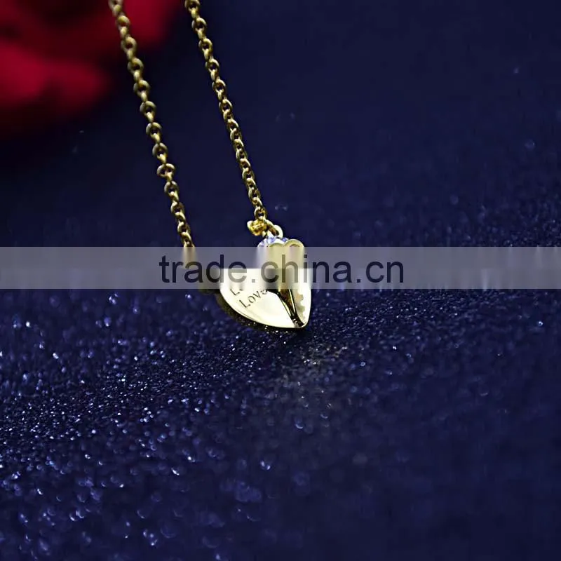 china 2016 new gold plated steel friendship heart necklace