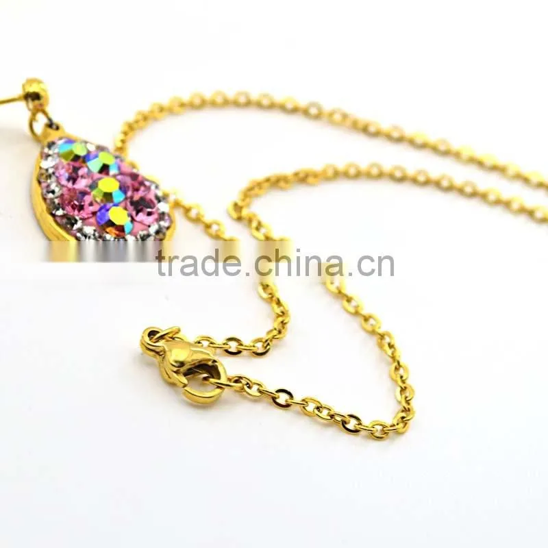 316L Stainless Steel Jewelry African Gold Plated Jewelrys Set With Colorful Crystal